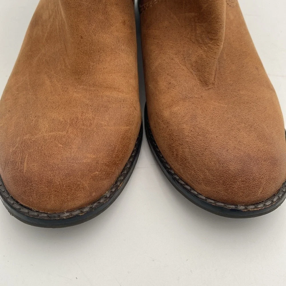 Antonio Melani Brown Ankle riding Boots Women 7.5 leather Side Zipper casual Y2K